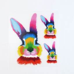 DTF Bügelbilder J2 - Tigerlilly EP - 3 Hasenköpfe bunt (ca. 15 x 13,5cm)