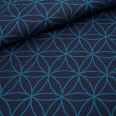 Bio Kuscheljacquard - Stoffonkel - Blume des Lebens - dark blue