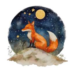 DTF Bügelbild J11 - Tigerlilly EP - Gute Nacht Fuchs (ca. 17,5 x 17,5cm)