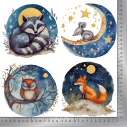 DTF Bügelbilder J13 - Gute Nacht Tiere Mini Set (ca. 27 x 27cm) – Bild 2