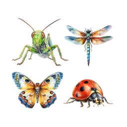 DTF Bügelbilder K30 - Tigerlilly EP - 4 Insekten Set - klein (ca. 8x9cm)