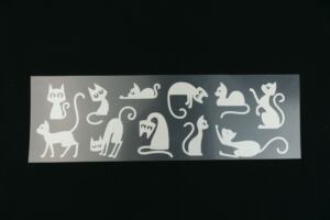 Bügelbilder K2 - silber reflektierend - Katzen klein (ca. 28,5 x 9cm)