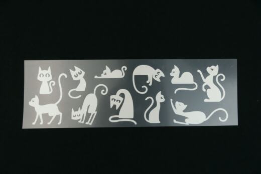 Bügelbilder K2 - silber reflektierend - Katzen klein (ca. 28,5 x 9cm)