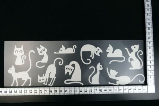 Bügelbilder K2 - silber reflektierend - Katzen klein (ca. 28,5 x 9cm)