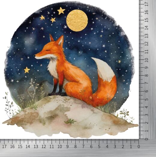 DTF Bügelbild J11 - Gute Nacht Fuchs (ca. 17,5 x 17,5cm)