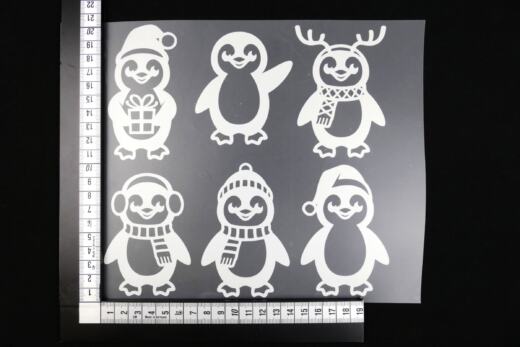 Bügelbilder K3 - silber reflektierend - Winter Pinguine (ca. 20,5 x 21,5cm)