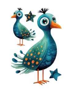 DTF Bügelbilder L8 - Pünktchenvogel (ca. 14 x 20,5cm)