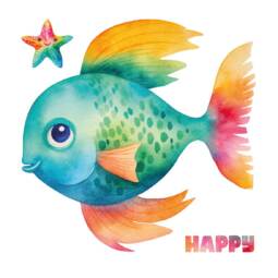 DTF Bügelbild L13 - Tigerlilly EP - Regenbogenfisch (ca. 18 x 18cm)