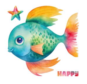 DTF Bügelbild L13 - Regenbogenfisch (ca. 18 x 18cm)