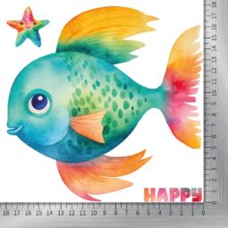 DTF Bügelbild L13 - Regenbogenfisch (ca. 18 x 18cm) – Bild 2