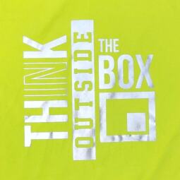 Bügelbild X9 - Siser Metal silber - "Think outside the Box"- Größenauswahl