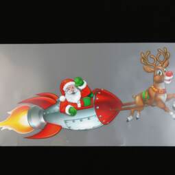 DTF Bügelbild J3 - Tigerlilly EP - Weihnachtsmann & Raketenschlitten (ca. 9,5 x 19cm)
