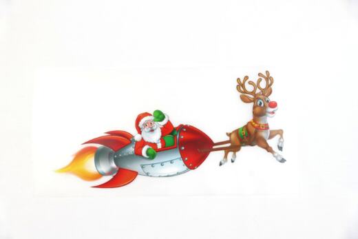 DTF Bügelbild J3 - Tigerlilly EP - Weihnachtsmann & Raketenschlitten (ca. 9,5 x 19cm)