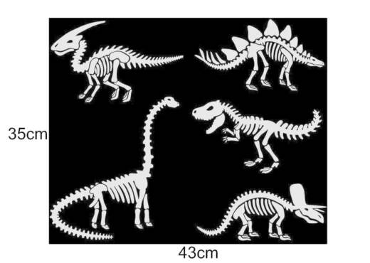 Bügelbild - fünf Dinosaurier Skelette (ca. 35 x 43cm) - Deine passende Farbe