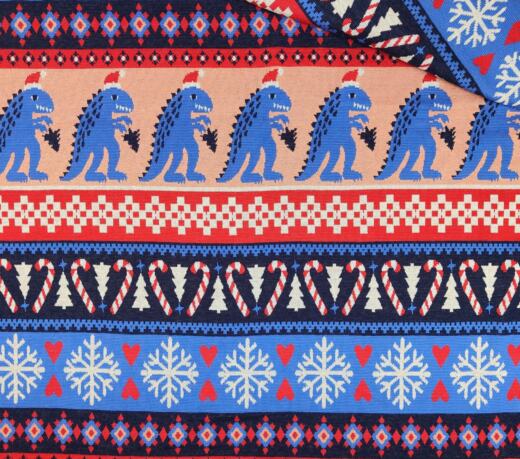 Bio Jacquardjersey - Albstoffe (Hamburger Liebe) - Knitty Rexmas rot/blau