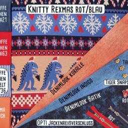 Bio Jacquardjersey - Albstoffe (Hamburger Liebe) - Knitty Rexmas rot/blau – Bild 2