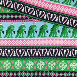 Bio Jacquardjersey - Albstoffe (Hamburger Liebe) - Knitty Rexmas grün/pink