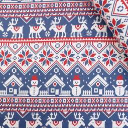 Bio Jacquardjersey - Tigerlilly EP - Rentier & Schneemann (blau/rot)