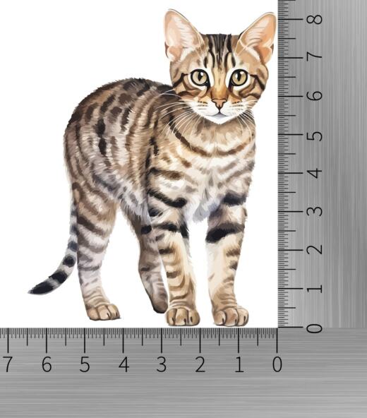 DTF Bügelbild E14 - Katze grau getigert (ca. 8,5x6,5cm)