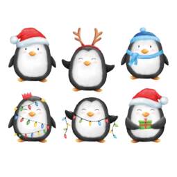 DTF Bügelbilder L30 - Tigerlilly EP - Mini Set weihnachtliche Pinguine (ca. 13,5 x 10cm)