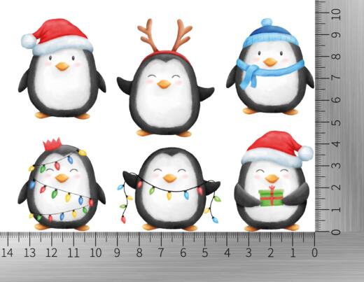 DTF Bügelbilder L30 - Tigerlilly EP - Mini Set weihnachtliche Pinguine (ca. 13,5 x 10cm)