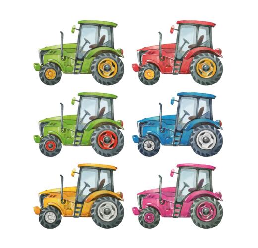 DTF Bügelbilder L28 - Mini Traktoren Set (ca. 12,5 x 13,5cm)