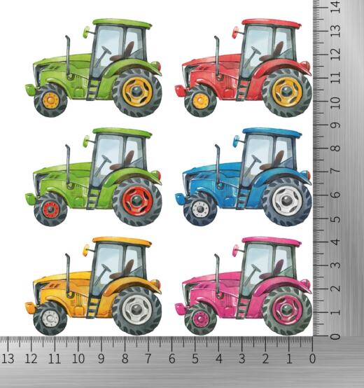 DTF Bügelbilder L28 - Mini Traktoren Set (ca. 12,5 x 13,5cm)
