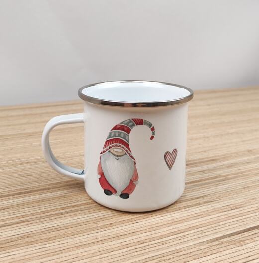 Ein Emaillebecher 300ml - Tigerlilly EP - Wichtel rot