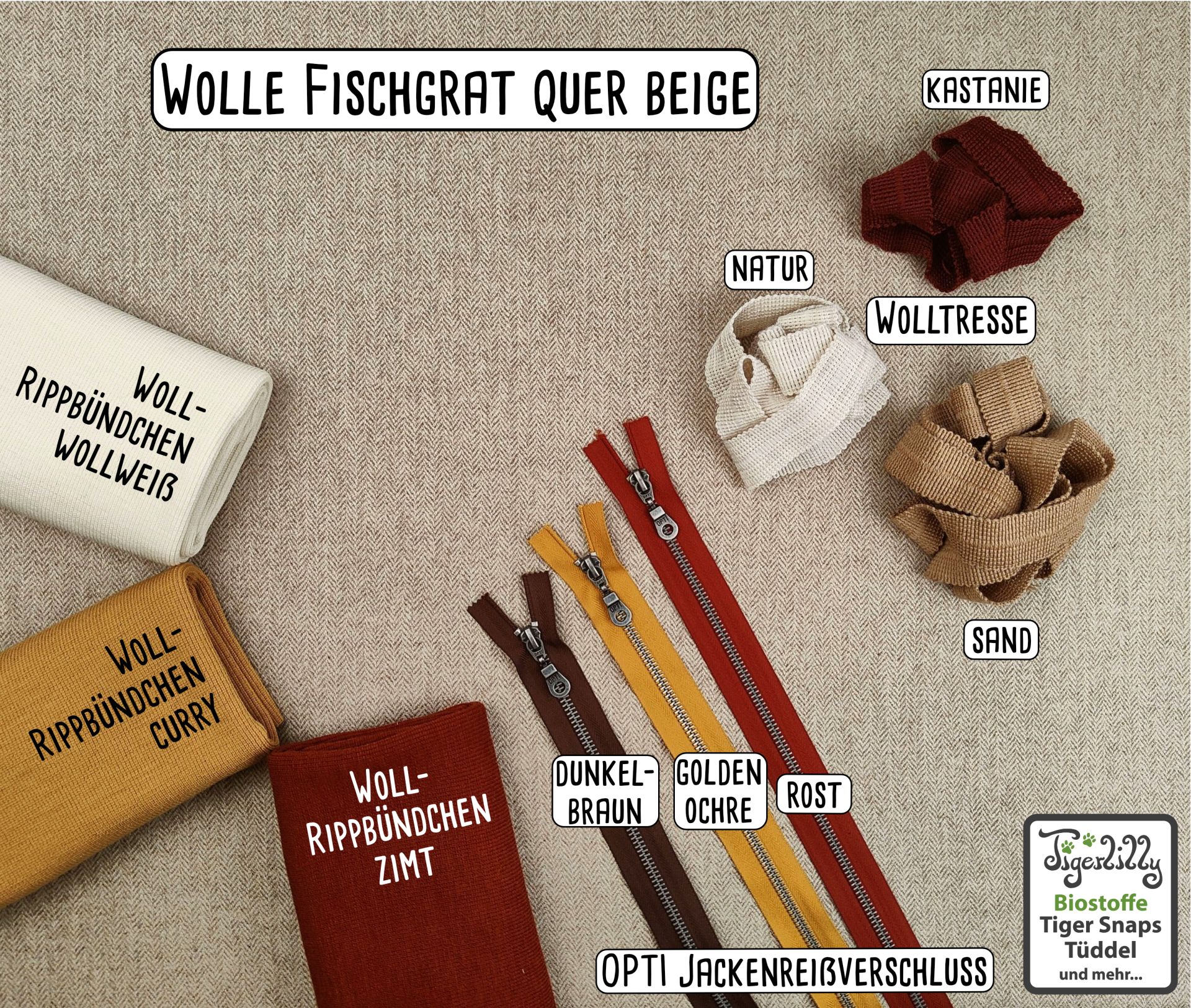 Fischgrat Wolle beige