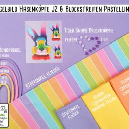 DTF Bügelbilder J2 - 3 Hasenköpfe bunt (ca. 15 x 13,5cm) – Bild 3