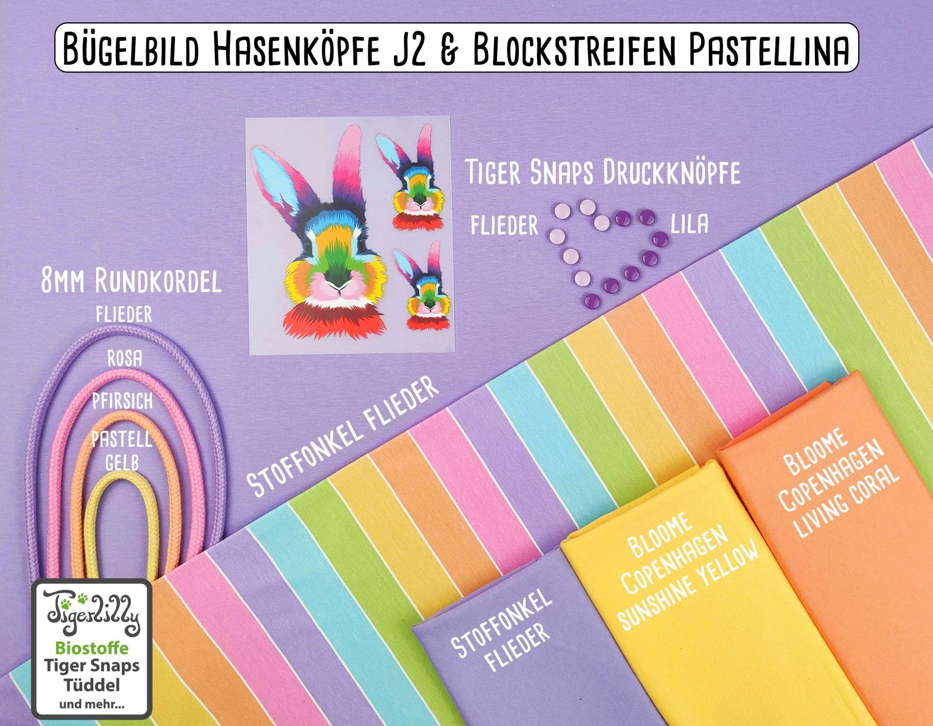 Hasenköpfe und Blockstreifen pastellina