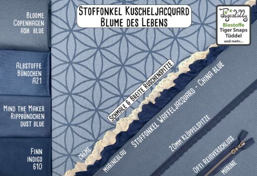 Bio Kuscheljacquard - Stoffonkel - Blume des Lebens - mais