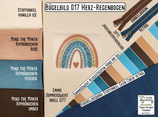 DTF Bügelbild D17 - Tigerlilly EP - Herzregenbogen (ca. 16,5 x 13,5cm)
