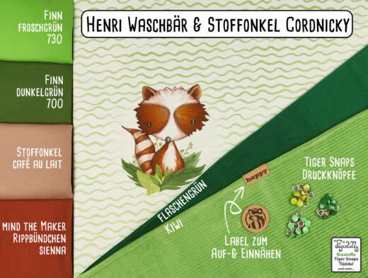 B-Ware: Biojersey - Tigerlilly - Henri Waschbär (Rapport 60cm)