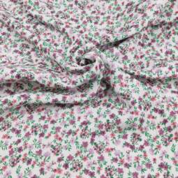 Bio Double Gauze (Musselin) - Blumen weiß/traube