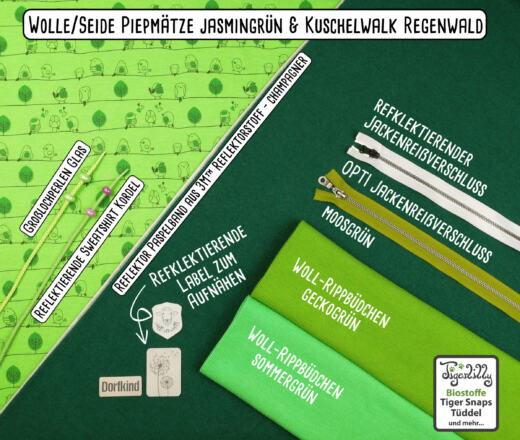 Wolle/Seide Biojersey - Piepmätze jasmingrün
