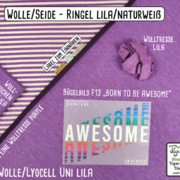 Wolle/Seide Biojersey – Ringel lila/naturweiß – Bild 4