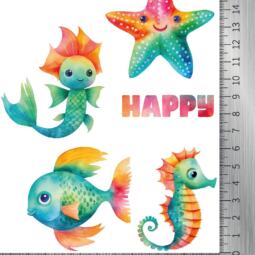 DTF Bügelbilder L12 - Regenbogen Meerestiere (ca. 16 x 12,5cm) – Bild 2