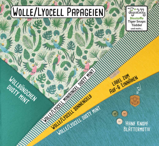 Wolle/Lyocell Biojersey - Papageien