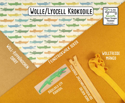 Wolle/Lyocell Biojersey - Krokodile