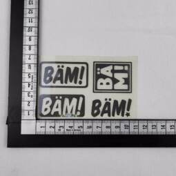 Bügelbilder H9 - schwarz reflektierend - "Bäm!" (ca. 6,5 x 10,5cm) – Bild 2