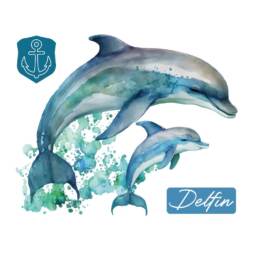 DTF Bügelbild K22 - Tigerlilly EP - Delfine Mama & Kind (ca. 15 x 18cm)