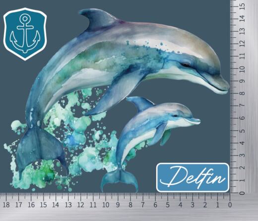 DTF Bügelbild K22 - Delfine Mama & Kind (ca. 15 x 18cm)