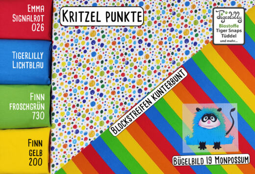 Biojersey - Tigerlilly - Blockstreifen kunterbunt