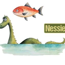 DTF Bügelbilder J1 - Tigerlilly EP - Nessie & Fisch (ca. 14 x 18,5cm)
