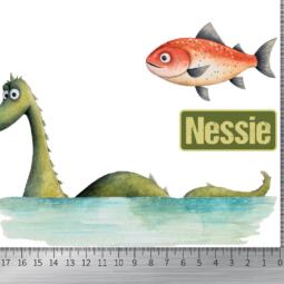 DTF Bügelbilder J1 - Nessie & Fisch (ca. 14 x 18,5cm) – Bild 2