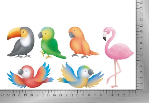 DTF Bügelbilder J5 - Flamingo, Tukan & Co. (ca. 11 x 22,5cm)