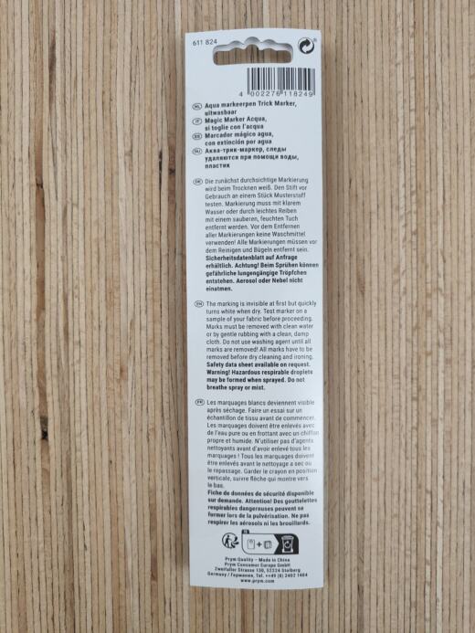 Prym AQUA-Trickmarker Markierstift (wasserlöslich) - weiß (611 824)