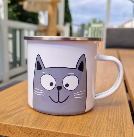 Ein Emaillebecher 300ml - Tigerlilly EP - Schnurrbert & Miezi