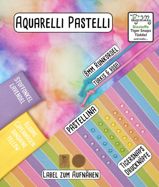 50cm Reststück: Biojersey - Tigerlilly EP - Aquarelli Pastelli